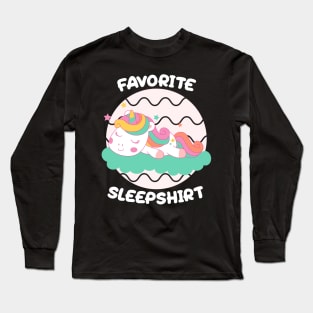 Cute Little Unicorn Sleeping Nap Favorite Sleep time Pajama Long Sleeve T-Shirt